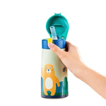 Bouteille isotherme en acier inoxydable pour enfants, avec paille et étui, motif dessin animé, anti-fuite, bouteille d'eau isotherme pour enfants