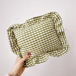 Oreiller pour bébé à volants en mousseline de style nordique, coussin amovible et lavable en coton pour nouveau-né, 28 x 34 cm