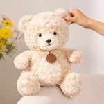Peluche ours Kawaii de 35 cm, de haute qualité, avec plaque signalétique, adorable et gros ours, décoration d'intérieur, cadeau de Noël pour garçons et filles