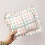 Oreiller pour bébé à volants en mousseline de style nordique, coussin amovible et lavable en coton pour nouveau-né, 28 x 34 cm