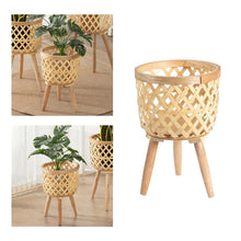 Carica l&#39;immagine nel visualizzatore di Gallery, Pot de fleur tissé à la main, Pot de fleur en rotin, panier de rangement de linge, paniers de fleurs en bois pour jardinières de balcon, salon, arrière-cour
