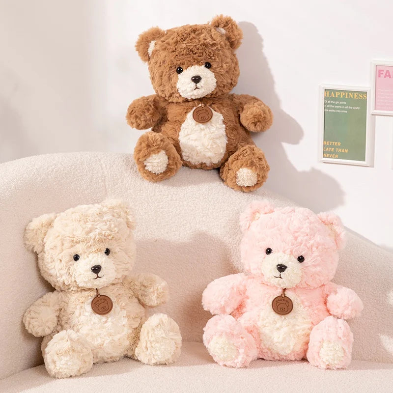 Peluche ours Kawaii de 35 cm, de haute qualité, avec plaque signalétique, adorable et gros ours, décoration d'intérieur, cadeau de Noël pour garçons et filles