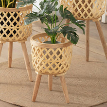 Load image into Gallery viewer, Pot de fleur tissé à la main, Pot de fleur en rotin, panier de rangement de linge, paniers de fleurs en bois pour jardinières de balcon, salon, arrière-cour
