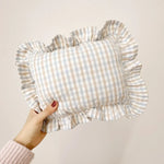 Oreiller pour bébé à volants en mousseline de style nordique, coussin amovible et lavable en coton pour nouveau-né, 28 x 34 cm