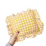 Oreiller pour bébé à volants en mousseline de style nordique, coussin amovible et lavable en coton pour nouveau-né, 28 x 34 cm