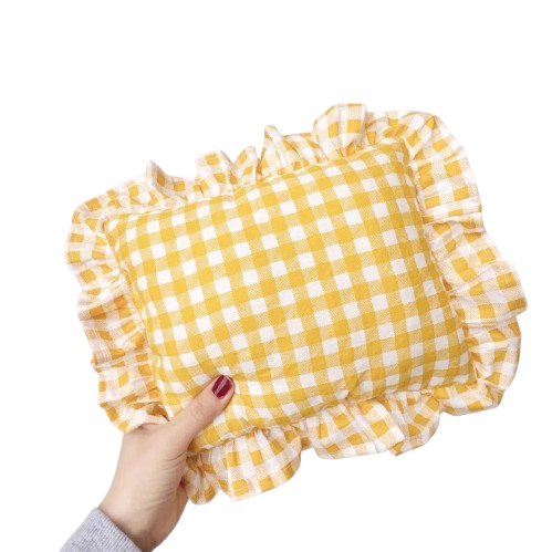 Oreiller pour bébé à volants en mousseline de style nordique, coussin amovible et lavable en coton pour nouveau-né, 28 x 34 cm